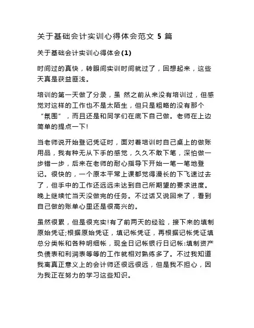 新整理关于基础会计实训心得体会范文5篇