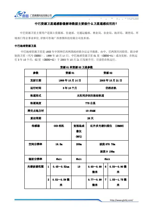 中巴资源卫星遥感影像解译数据主要做什么卫星遥感应用的
