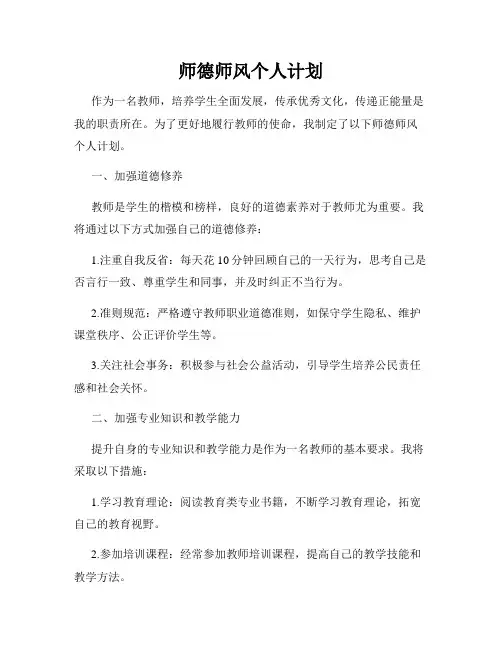 师德师风个人计划