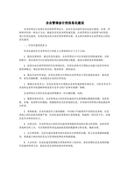 企业管理会计的信息化建设
