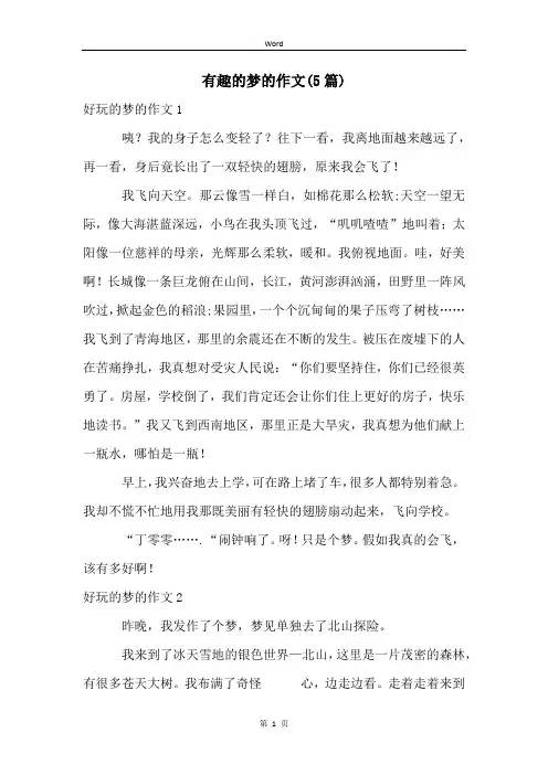 有趣的梦的作文(5篇)