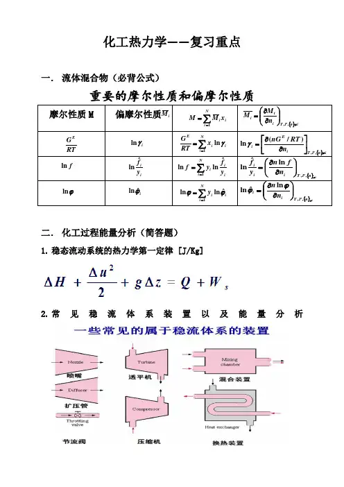化工热力学复习重点