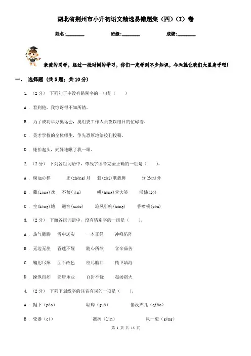湖北省荆州市小升初语文精选易错题集(四)(I)卷