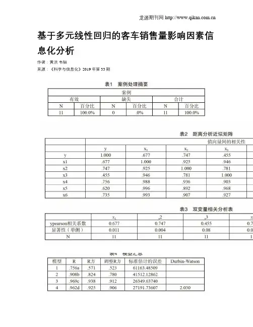 基于多元线性回归的客车销售量影响因素信息化分析