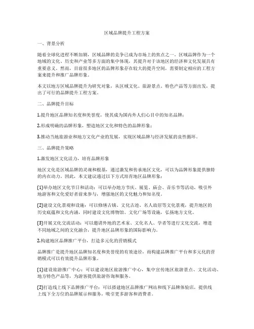 区域品牌提升工程方案