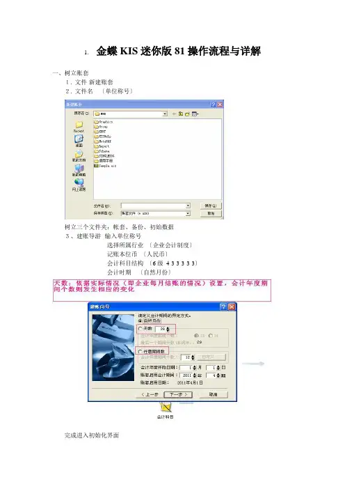 金蝶KIS迷你版81操作流程与详解