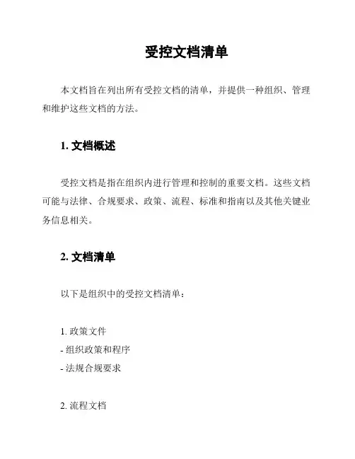 受控文档清单