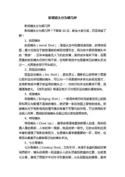 影视镜头分为哪几种