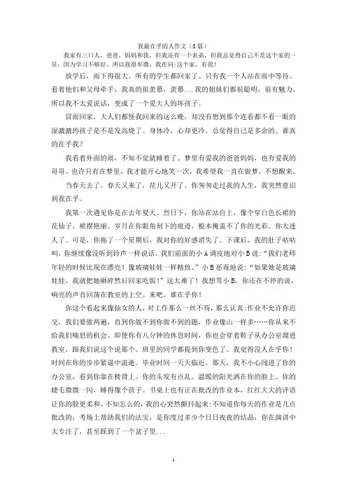 我最在乎的人作文(8篇)