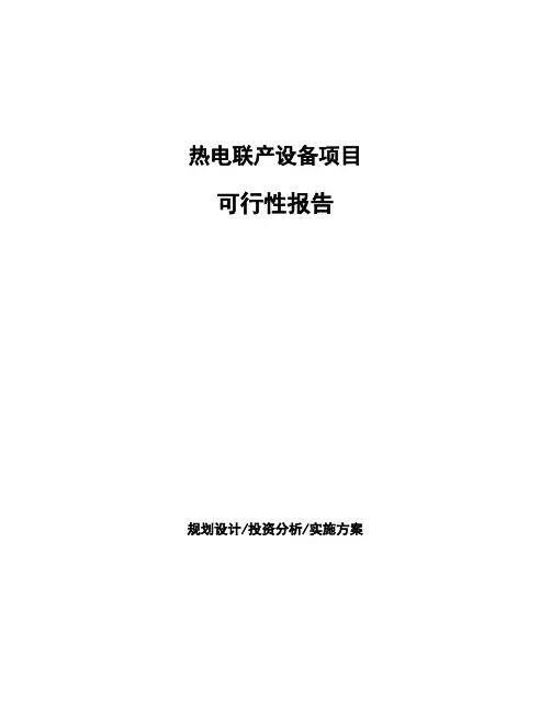 热电联产设备项目可行性报告
