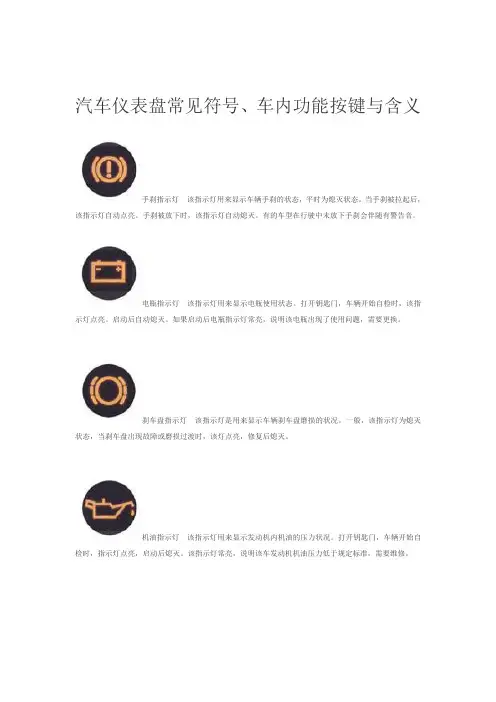 机动车仪表盘标志图