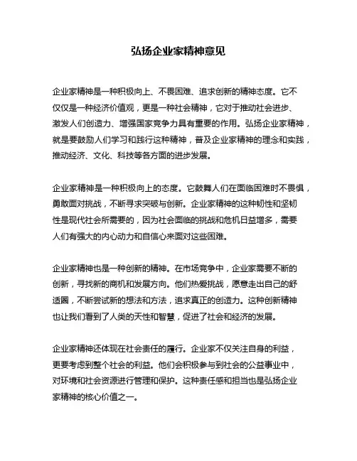 弘扬企业家精神意见