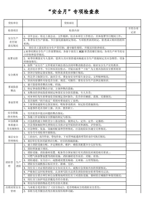安全月专项检查表