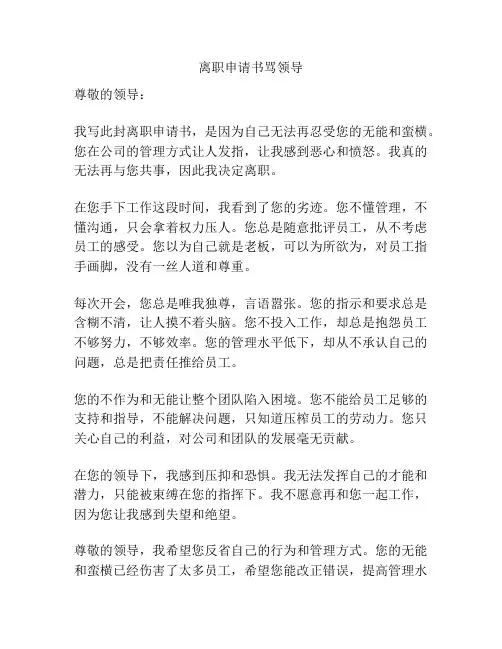 离职申请书骂领导