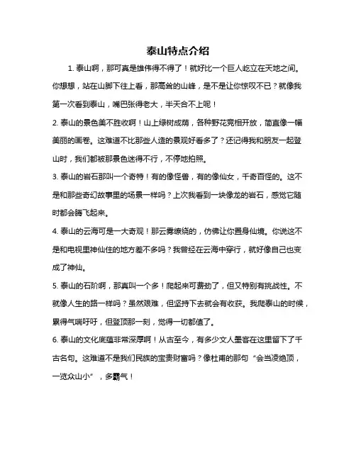 泰山特点介绍