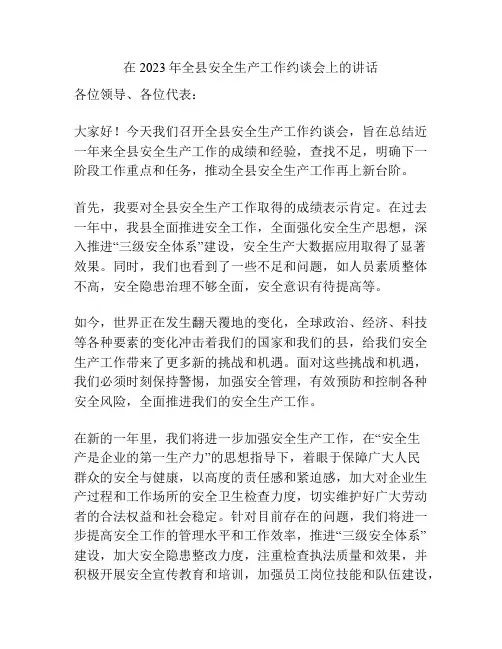 在2023年全县安全生产工作约谈会上的讲话