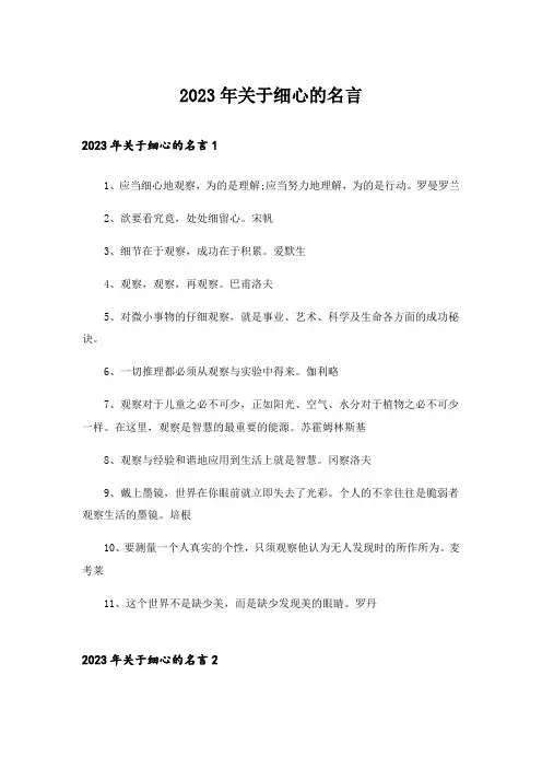 2023年关于细心的名言