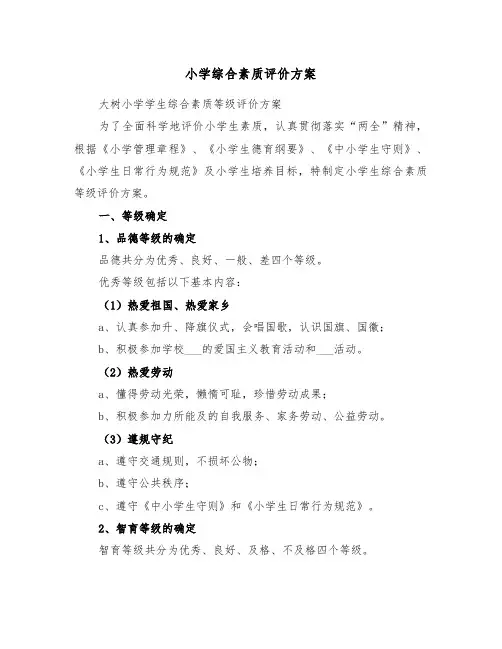小学综合素质评价方案（二篇）