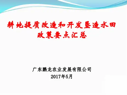 广东省耕地提质改造及开发水田政策要点汇总