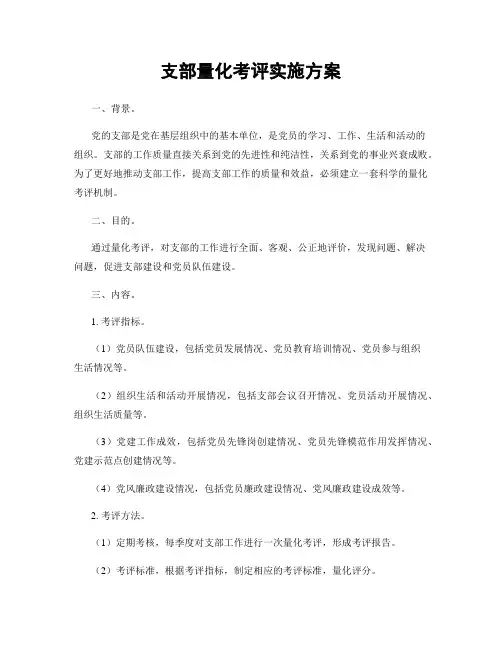 支部量化考评实施方案