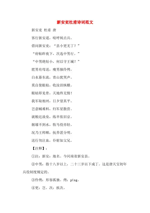 新安吏杜甫诗词范文