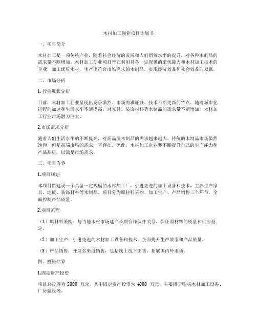 木材加工创业项目计划书