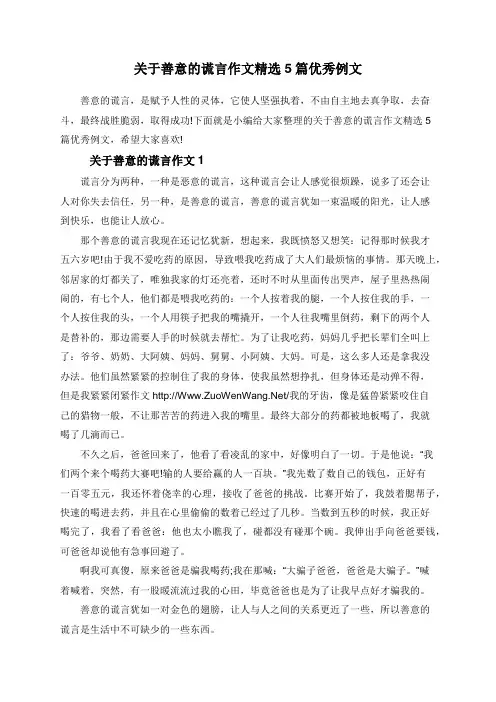 关于善意的谎言作文精选5篇优秀例文