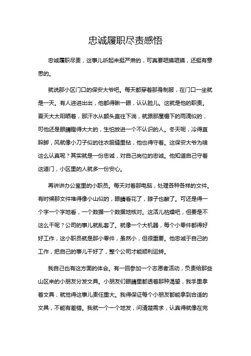 忠诚履职尽责感悟