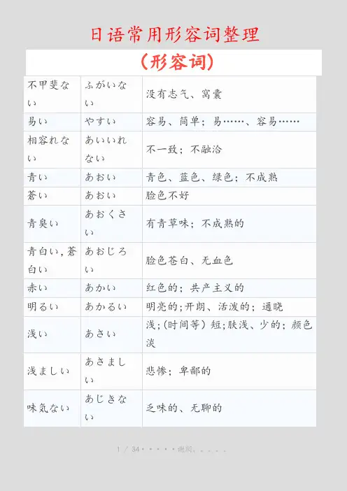 日语常用形容词整理(建议收藏)