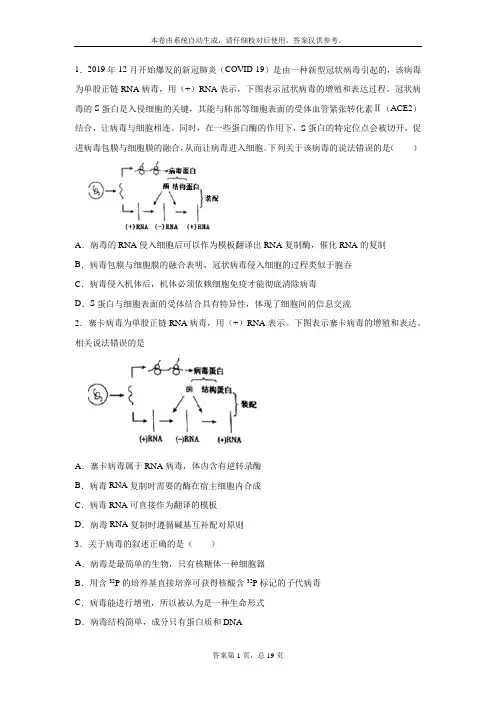 2020生物高考热点：与病毒相关的习题训练