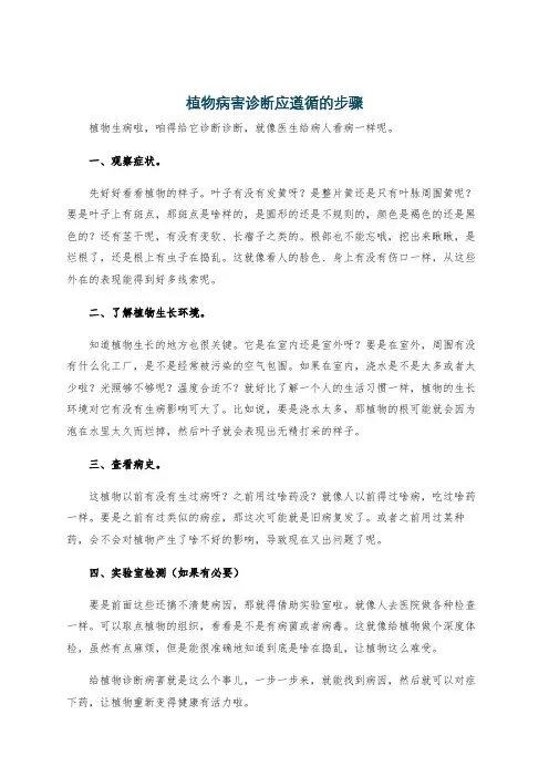 植物病害诊断应遵循的步骤