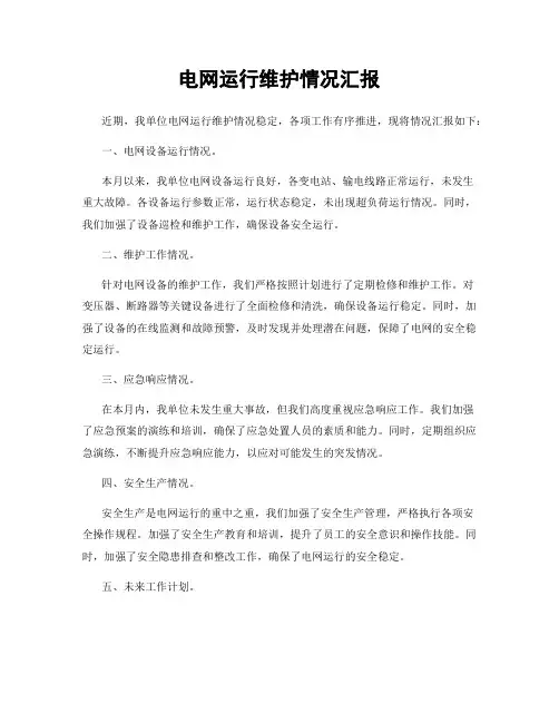 电网运行维护情况汇报
