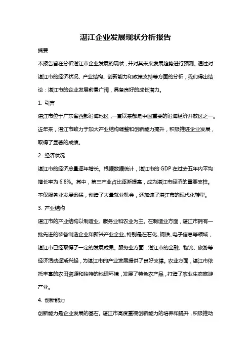 湛江企业发展现状分析报告