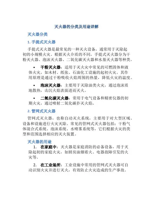 灭火器的分类及用途有哪些