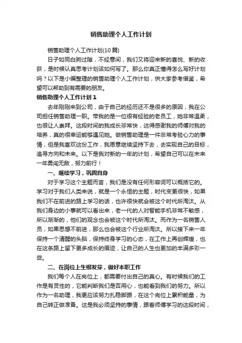销售助理个人工作计划