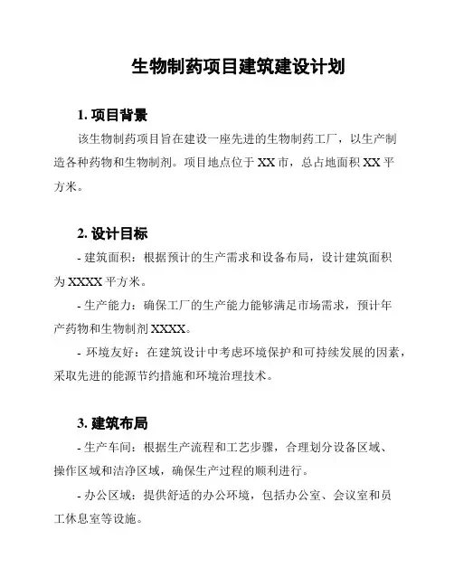 生物制药项目建筑建设计划