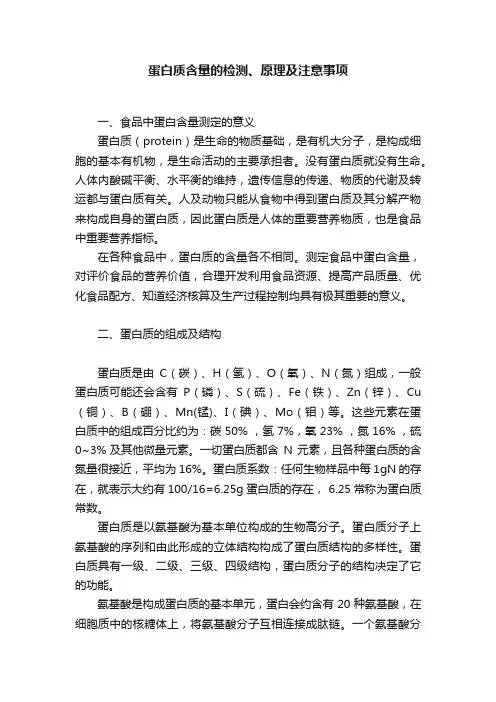 蛋白质含量的检测、原理及注意事项
