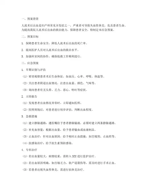 人流术后出血应急预案