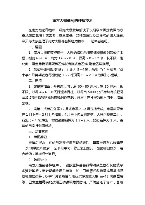 南方大棚葡萄的种植技术