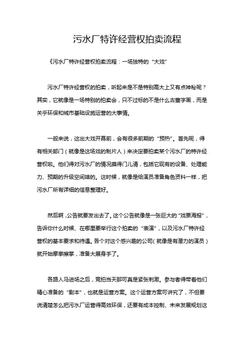 污水厂特许经营权拍卖流程