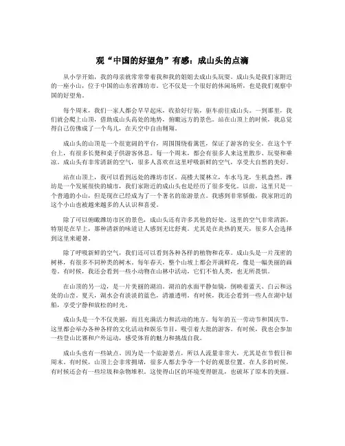 观“中国的好望角”有感：成山头的点滴