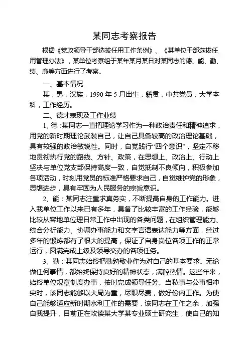 某同志考察报告