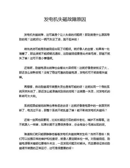 发电机失磁故障原因