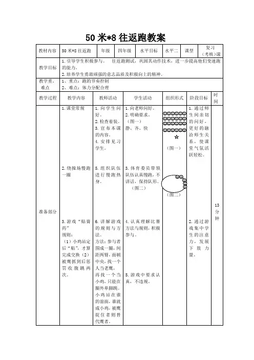 四年级 50米8往返跑