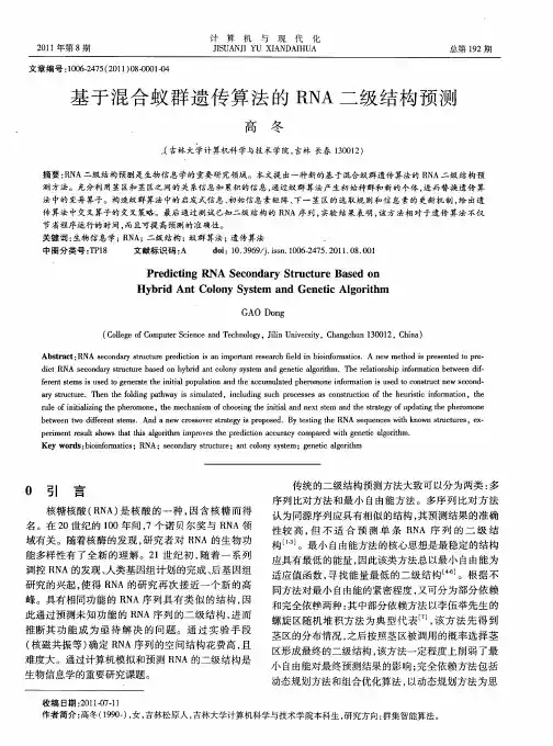 基于混合蚁群遗传算法的RNA二级结构预测