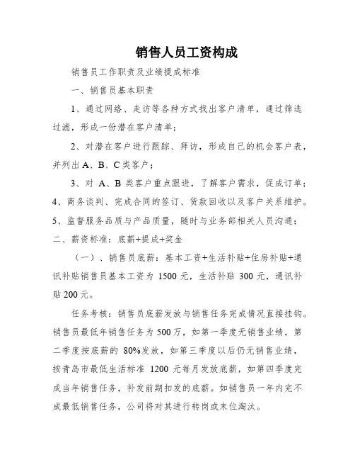 销售人员工资构成