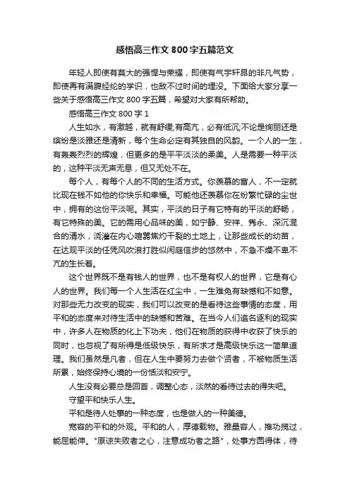感悟高三作文800字五篇范文