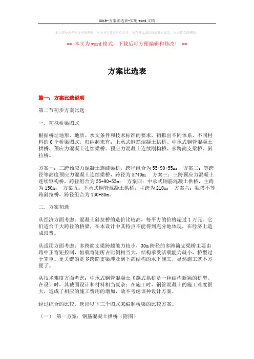 2019-方案比选表-实用word文档 (6页)
