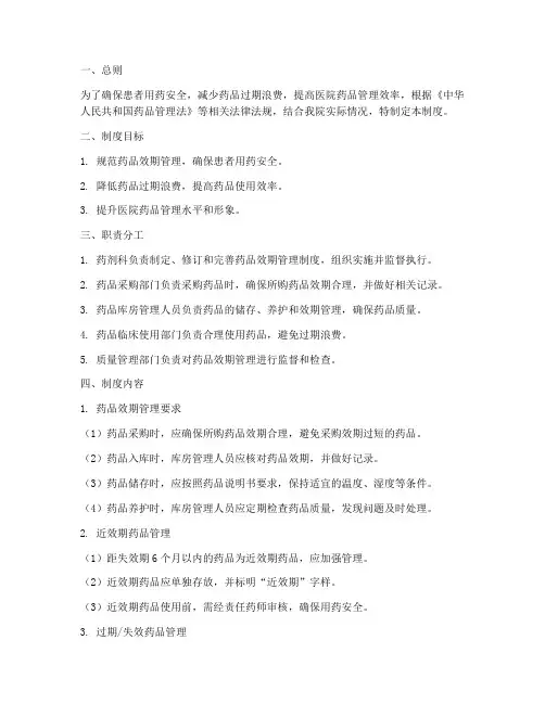 医院药品效期管理制度