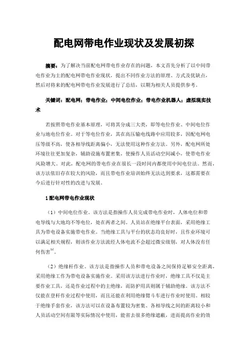 配电网带电作业现状及发展初探